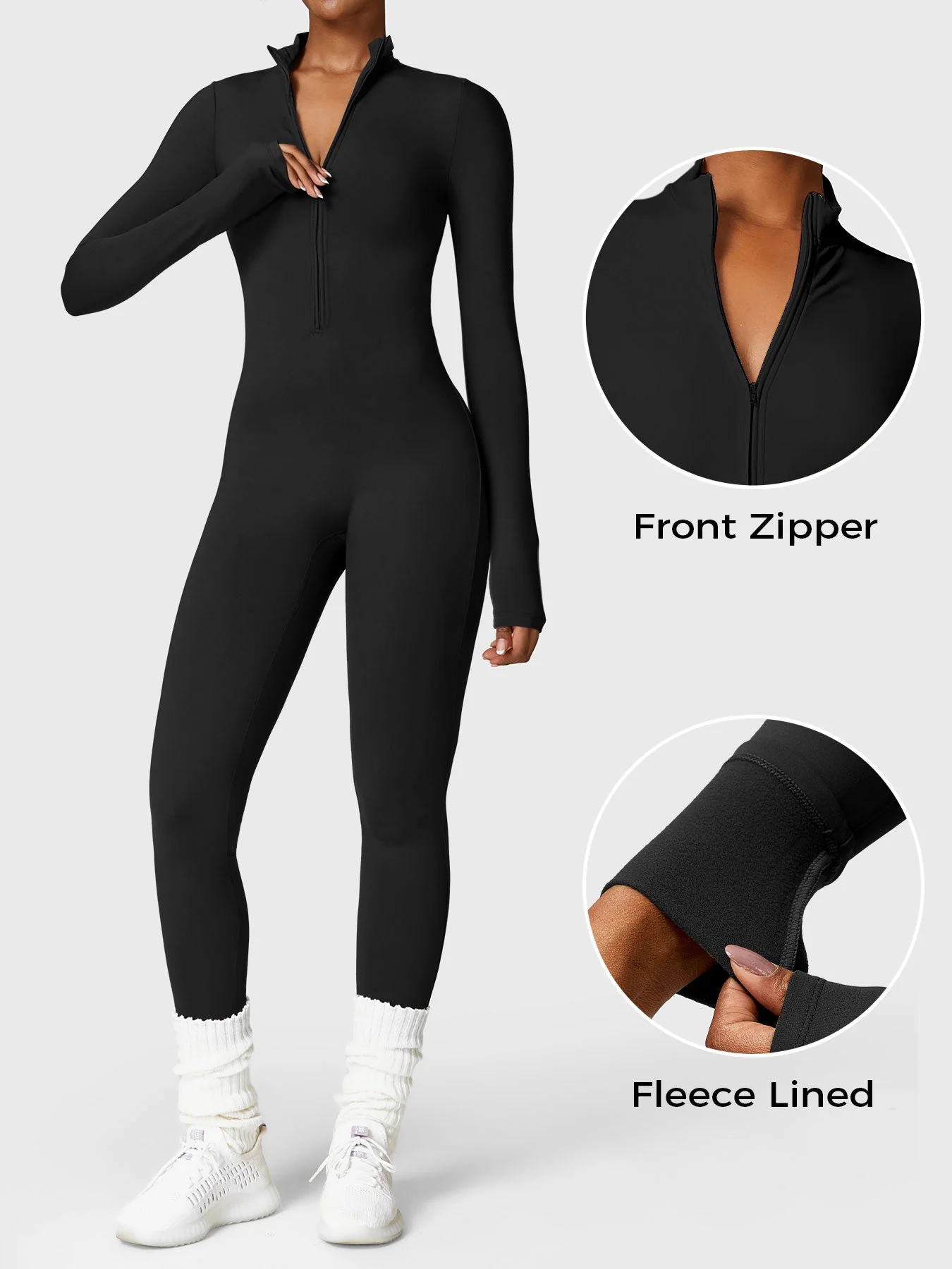 Yeoreo Belle Fleece Long Sleeve Zipper Jumpsuit - Image 4