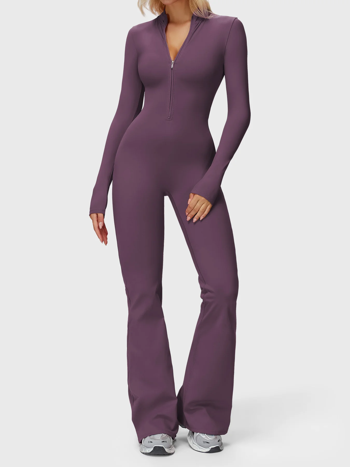 Yeoreo Belle Long Sleeve Zipper Flared Jumpsuit - Image 13