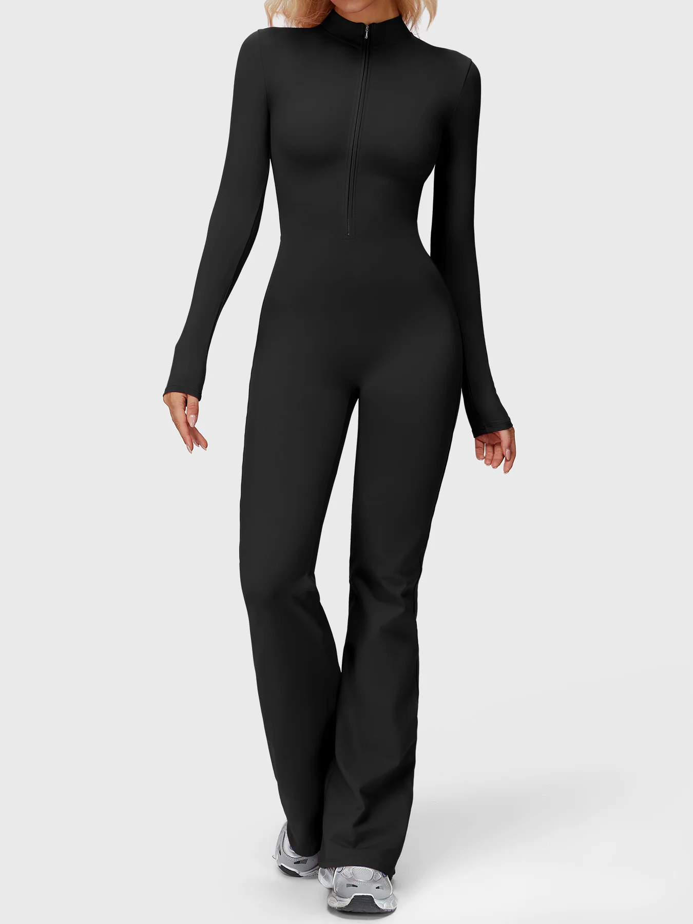 Yeoreo Belle Long Sleeve Zipper Flared Jumpsuit - Image 2