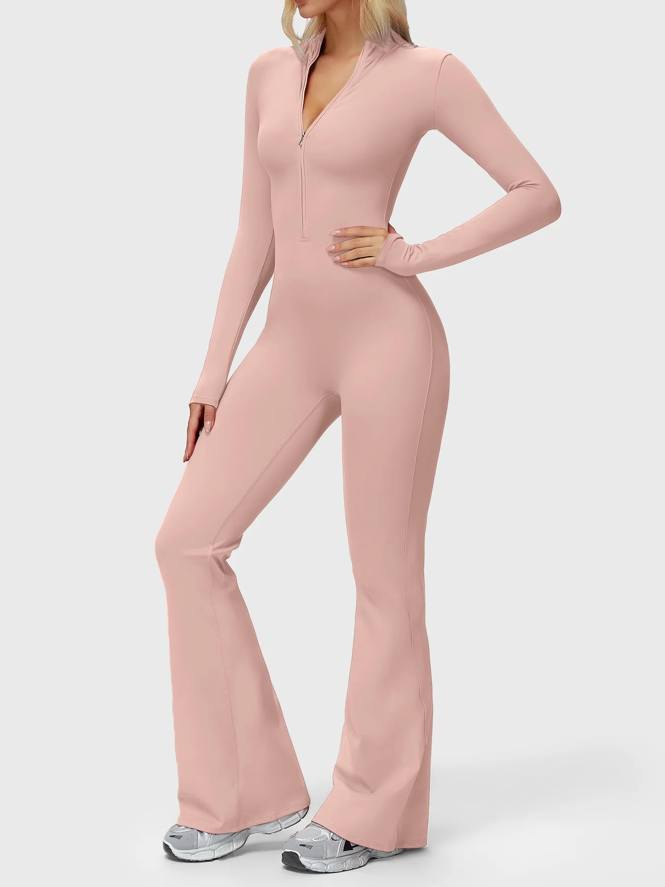 Yeoreo Belle Long Sleeve Zipper Flared Jumpsuit - Image 22