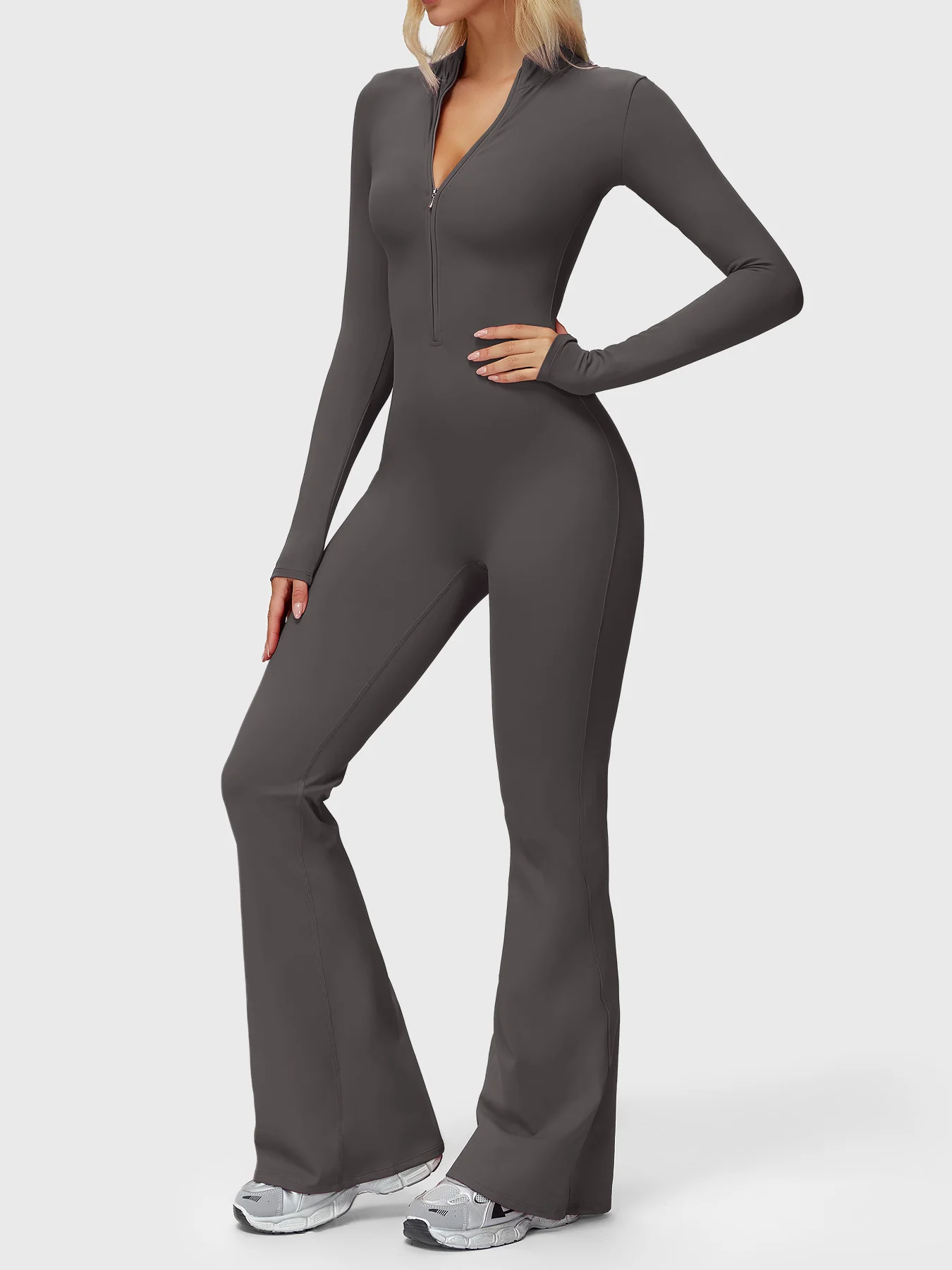 Yeoreo Belle Long Sleeve Zipper Flared Jumpsuit - Image 34