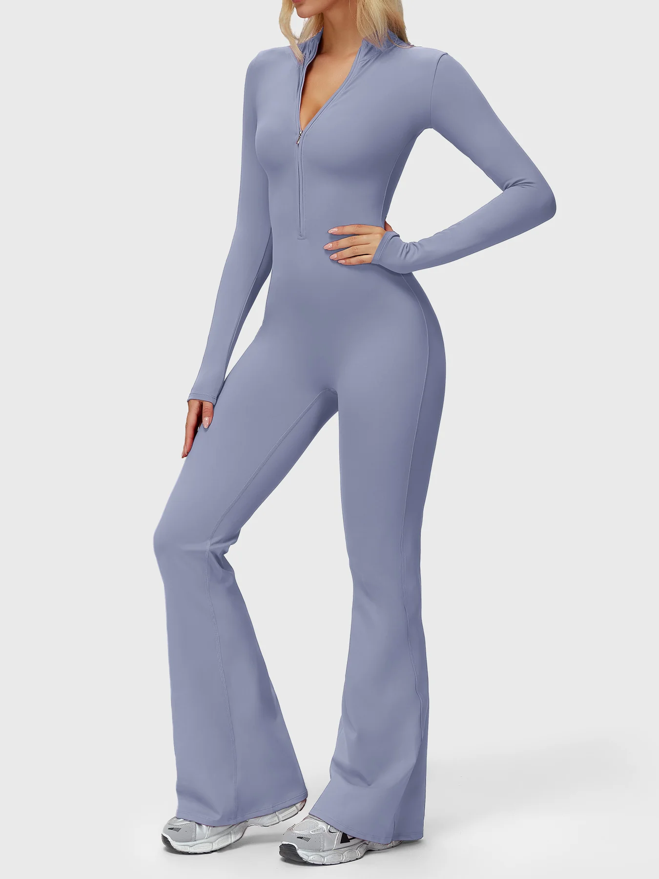 Yeoreo Belle Long Sleeve Zipper Flared Jumpsuit - Image 40