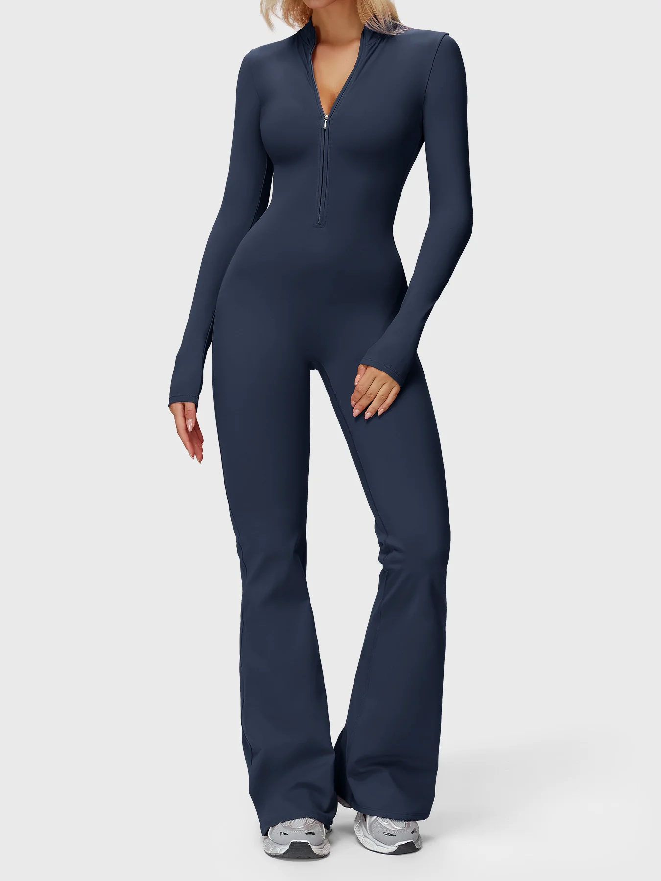 Yeoreo Belle Long Sleeve Zipper Flared Jumpsuit - Image 43
