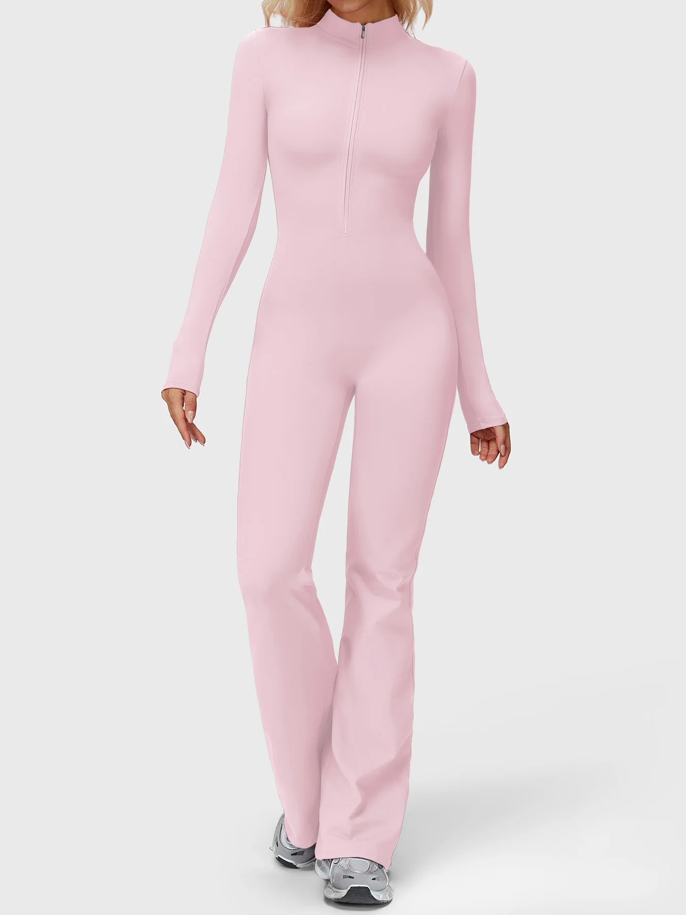 Yeoreo Belle Long Sleeve Zipper Flared Jumpsuit - Image 8
